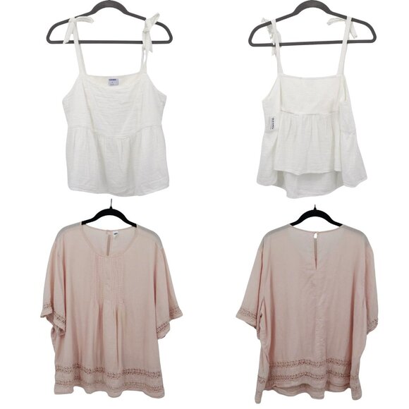 Old Navy Bohemian Tops Bundle Womens 2X/XXL Pink White Boho Cottagecore Feminine - Picture 1 of 15